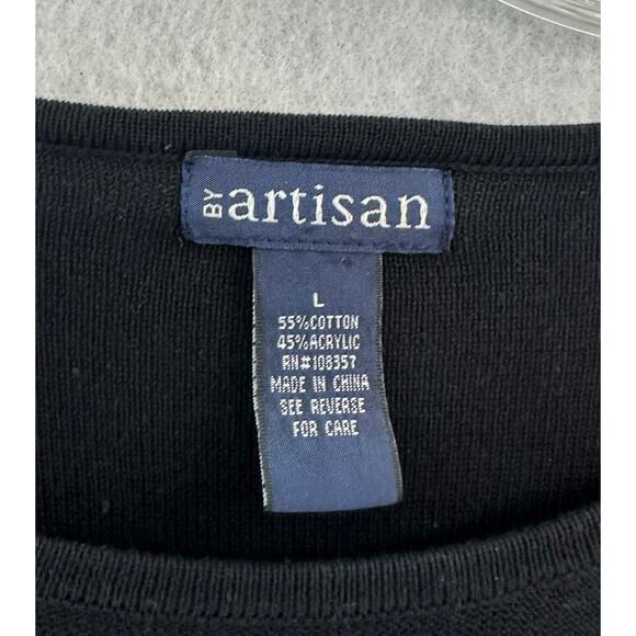 BY Artisan Size Large Sweater Priam Metallic Embroidery Knit Bell Sleeve Black - Picture 3 of 7